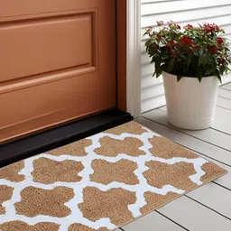 Bajo's Brown & White Self-Designed Anti-Skid Doormat-18