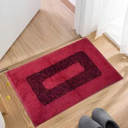 Kuber Industries Pink & Red 3-Pcs Self-Design Cotton Doormats-29