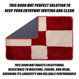 Kuber Industries Red & Cream Checked Rectangular Doormat-18
