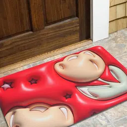 Dakshya Industries Red 3D Printed Anti-Slip Doormat-89