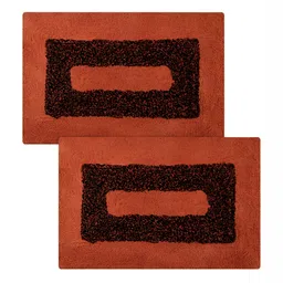Kuber Industries 2 Pieces Orange-Colored & Black Square Reversible Door Mat-image-75