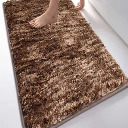 LUXEHOME INTERNATIONAL Adults Unisex Brown Solid 1700 GSM Non Slip Backing Bath Rug-9