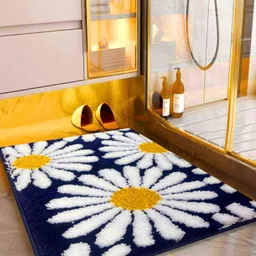 ROSEATE Blue & white Floral Microfiber 2000 GSM Anti-Skid Bath Rug-picture-39