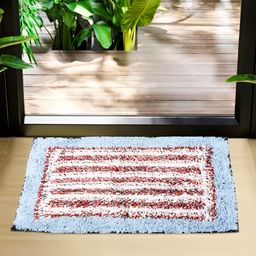 Kuber Industries Blue & White 3 Pieces Striped Rectangle-Shaped Doormats-26