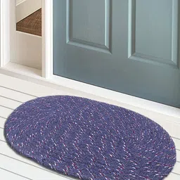 Kuber Industries Set Of 4 Blue Woven Design Cotton Anti-Skid Doormats-35