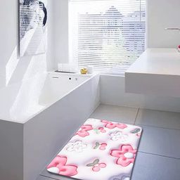 Dakshya Industries Pink & White Self-Designed Anti-Skid Doormats-image-5