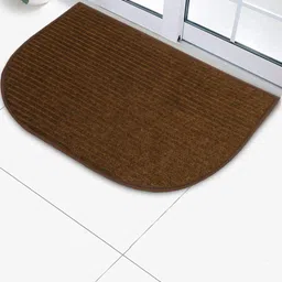Kuber Industries 3-Pcs Brown Striped Anti-Skid D-Shaped Doormat-33