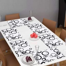 Dakshya Industries 6-Pcs White & Black Geometric Rectangular Table Placemats image 1