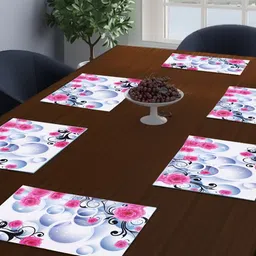 Dakshya Industries Pink 6-Pieces Rectangular Table Placemats image 1