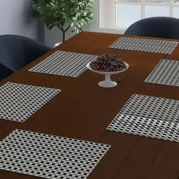 Dakshya Industries Grey 6 Pieces Printed Rectangular Table Placemats image 1