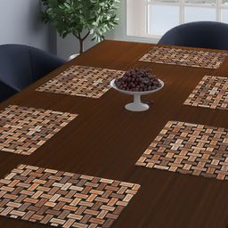 Dakshya Industries Khaki 6 Pieces Printed Rectangular Table Placemats image 1