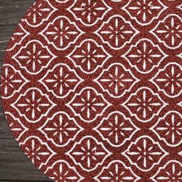 THE HOME TALK Set of 2  Maroon & White Printed Round Shaped Table Placement image 1