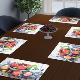 Dakshya Industries Red & White 6 Pieces Printed Rectangle Table Placemats image 1