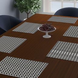 Dakshya Industries 6-Pcs Grey & Black Geometric Rectangular Table Placemats image 1