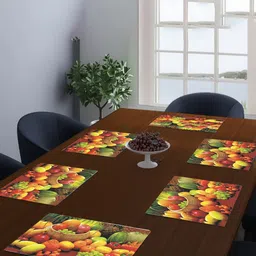 Dakshya Industries Yellow & Red 6-Pieces Printed Rectangle Table Placemats image 1