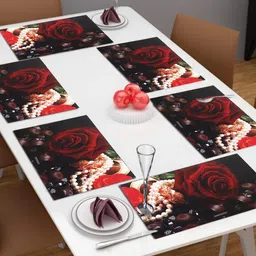 Dakshya Industries Red 6-Pieces Rectangular Table Placemats image 1