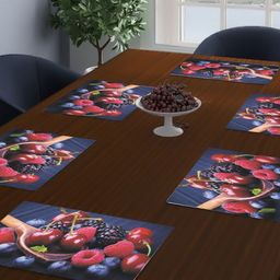 Dakshya Industries Blue & Red 6 Pieces Printed Rectangular Table Placemats image 1