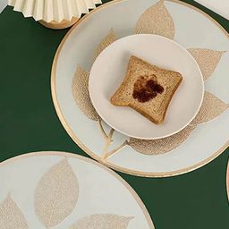 Dakshya Industries Beige 2 Pieces Botonical Design Round Table Placemats-39