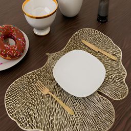 Kuber Industries Gold Toned 6 Pcs Butterfly Shaped Table Placemats-44