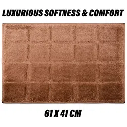 Kuber Industries Brown Checked Rectangular Doormat image 2