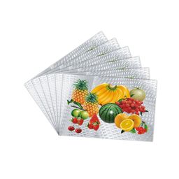 Dakshya Industries 6-Pcs White & Yellow Rectangular Table Placemats image 2