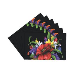 Dakshya Industries Lavender & Red 6-Pieces Floral Printed Rectangular Table Placemats image 2