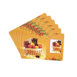 Dakshya Industries Yellow & Brown 6 Pieces Printed Rectangle Table Placemats image 2