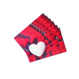 Dakshya Industries Red & White 6 Pieces Printed Rectangular Table Placemats image 2
