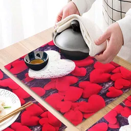 Dakshya Industries Red & White 6 Pieces Printed Rectangular Table Placemats image 2