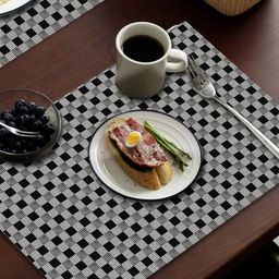 Dakshya Industries 6-Pcs Grey & Black Geometric Rectangular Table Placemats image 2