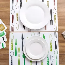 YELONA White & Red 6 Pieces Printed Rectangular Table Placemats image 2