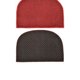 Kuber Industries Pack of 2 Brown & Red D Shape Anti-Slip Durable Rubber Door Mat-86