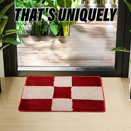 Kuber Industries Red & Cream Checked Rectangular Doormat image 3