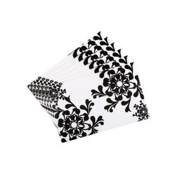 Dakshya Industries Black & White 6 Pieces Printed Rectangle Table Placemats image 3