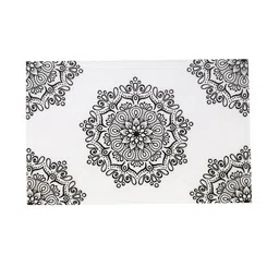 Dakshya Industries White & Black 6 Pcs Ethnic Motifs Printed Rectangular Table Placemats image 3