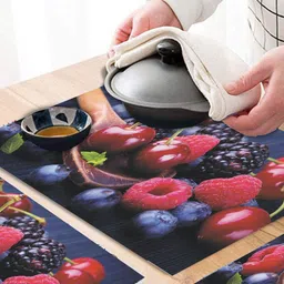 Dakshya Industries Blue & Red 6 Pieces Printed Rectangular Table Placemats image 3
