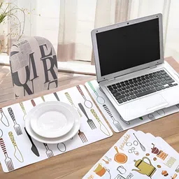 YELONA White & Red 6 Pieces Printed Rectangular Table Placemats image 5