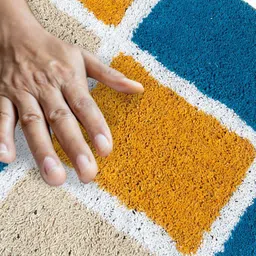 AAZEEM Yellow & Blue Set of 2 Anti Skid 1400 Gsm Bath Rugs image 3