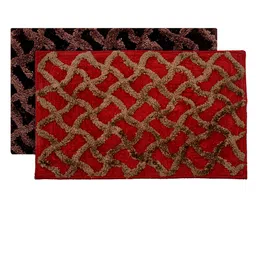 Kuber Industries Set Of 2 Maroon & Brown Patterned Anti-Skid Doormats-6