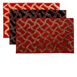 Kuber Industries Set Of 3 Brown & Red Patterned Anti-Skid Doormats-69