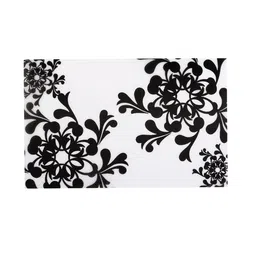 Dakshya Industries Black & White 6 Pieces Floral Printed Rectangular Table Placemats image 4