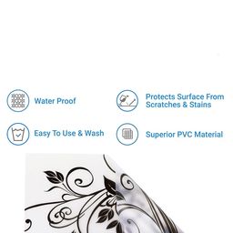 Dakshya Industries Back & White 6 Pieces Floral Printed Rectangular Table Placemats image 4