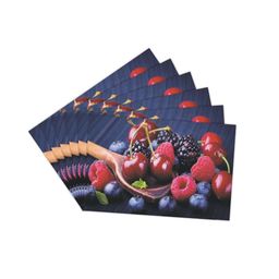 Dakshya Industries Blue & Red 6 Pieces Printed Rectangular Table Placemats image 4