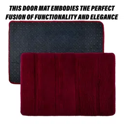 Kuber Industries Maroon 2 Pcs Checked Rectangular Doormats image 5
