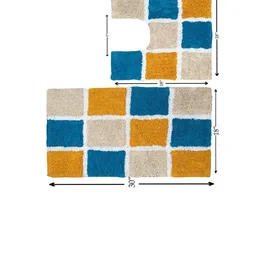 AAZEEM Yellow & Blue Set of 2 Anti Skid 1400 Gsm Bath Rugs image 2
