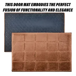Kuber Industries Brown Checked Rectangular Doormat image 4