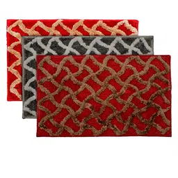 Kuber Industries Set Of 3 Self-Design Velvet Anti-Skid Doormats-99