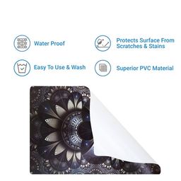 Dakshya Industries Black & Cream 6 Pieces Ethnic Motif Printed Rectangular Table Placemats image 5