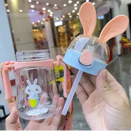 MiraeH2o Rabbit Kids School water Bottle for girls and boys BPA free With Strap 350 ml Water Bottle-image-59