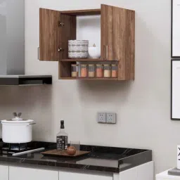 specialitypanels 2 Doors Modular Wall Mounted Kitchen Cabinet with Organizer Shelf in Cochwood Brown Finish-picture-22